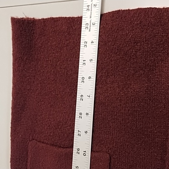 Burgundy Soft Open Front Button Detailed Long Cardigan Sweater Jacket - Picture 5 of 10